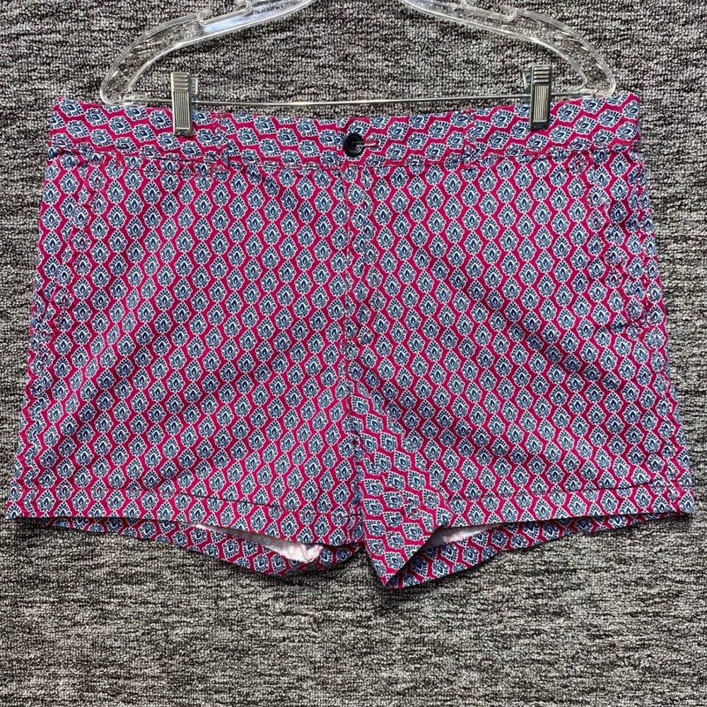 Banana Republic Hampton Fit Chino Shorts Womens 14 Pink Blue Medallion Casual